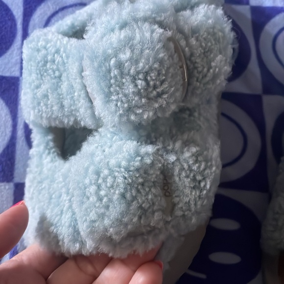 Birkenstock Free People Papillio Sandals Womens US 7 Sherpa Big Buckle Blue - Picture 5 of 13